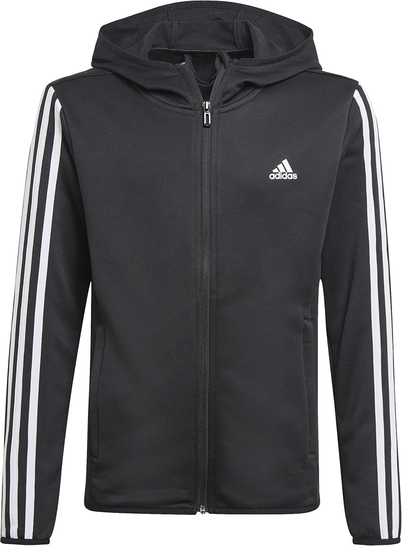 adidas 3 Stripes Full Zip Hoody Jongens - Sporttruien - zwart - Mannen