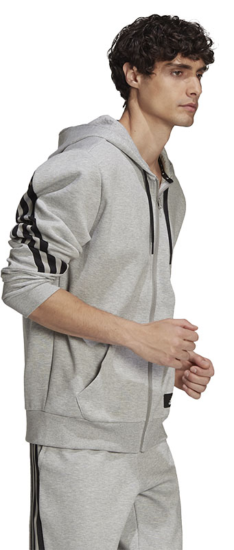 adidas 3 Stripes Tracktop Full Zip Hoody - Sporttruien - Grey - Mannen