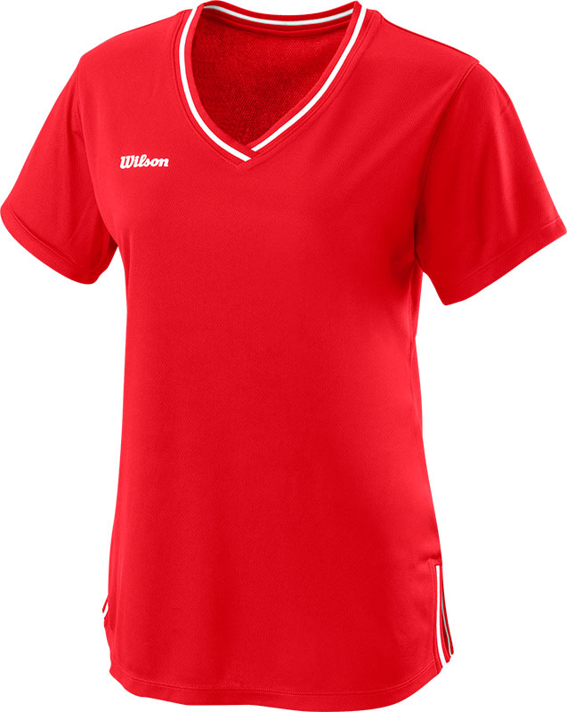 Wilson Team II V-Neck Dames - sportshirts - rood - Vrouwen