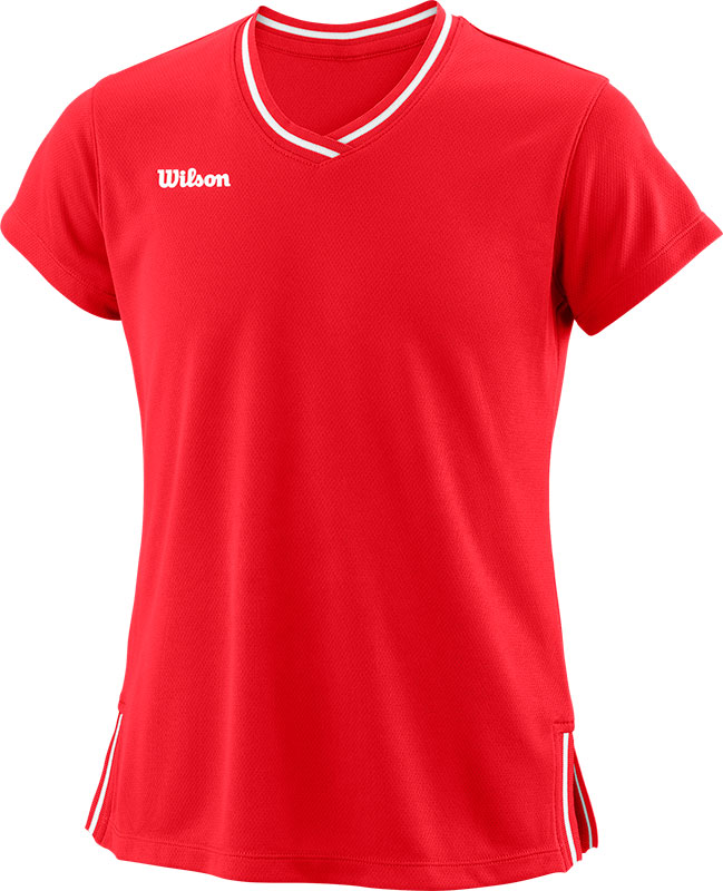 Wilson Team II V-Neck Meisjes - sportshirts - rood - Vrouwen